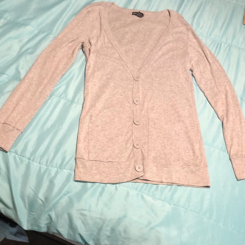 Gray jersey cardigan